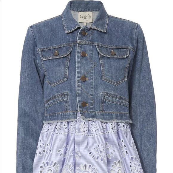Sea New York Jackets & Blazers - Sea New York Eyelet Combo Denim Jacket
